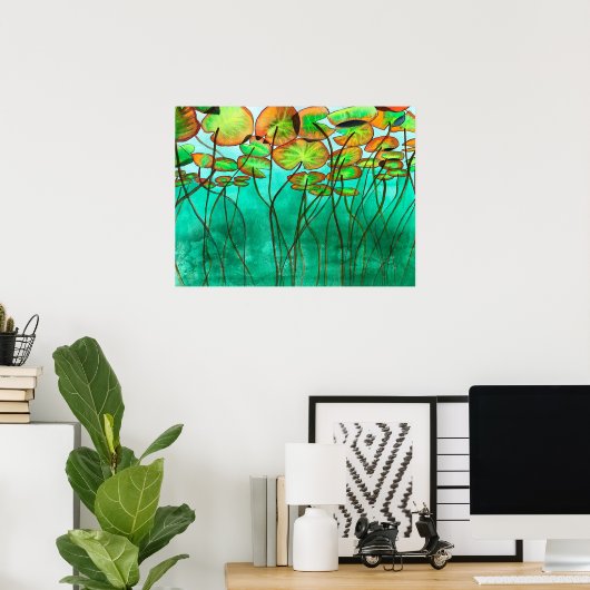 serene groene vijver met lilypads poster (Thuiskantoor)