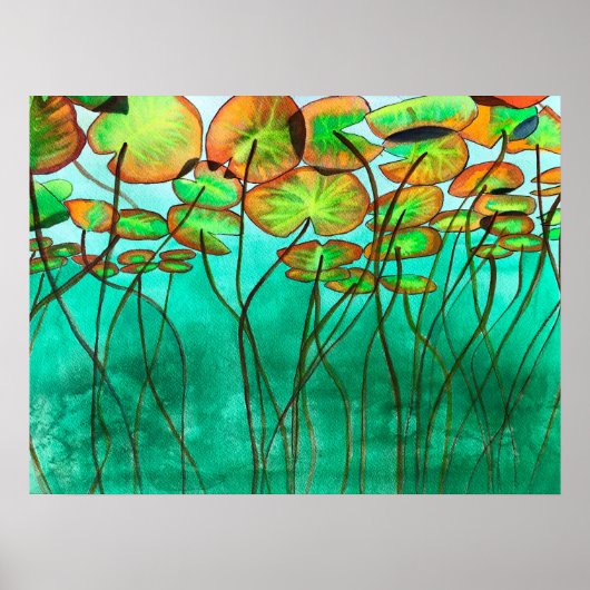 serene groene vijver met lilypads poster (Voorkant)
