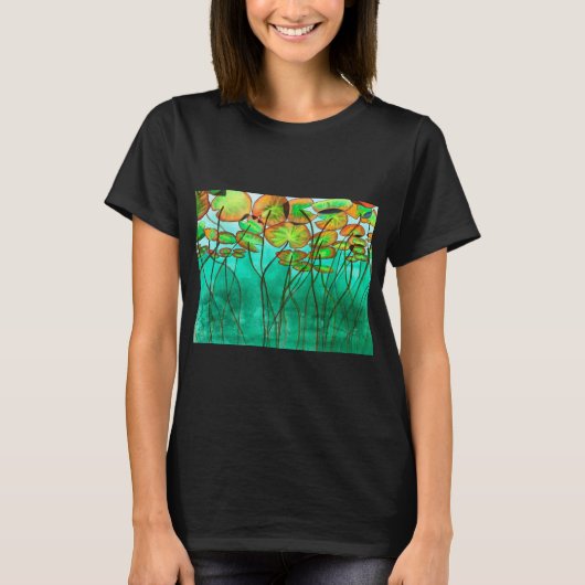 serene groene vijver met lilypads t-shirt (Voorkant)