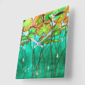 serene groene vijver met lilypads vierkante klok (Hoek)