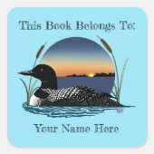 Serene Grote Zeeduiker Zonsondergang Blauwe Meer E Vierkante Sticker (Voorkant)