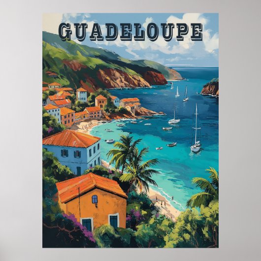 Serene Guadeloupe Waterverf Island Poster (Voorkant)