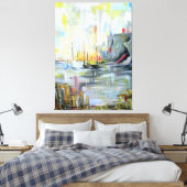 Serene Harbor Scene: Abstract Painting wall art Canvas Afdruk (Insitu (Slaapkamer))