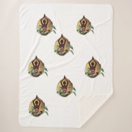 "Serene Harmony: Lotus Silhouette with Nature Symb Sherpa Deken
