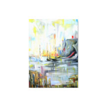 Serene haven scène: Abstracte Schilderkunst aan de