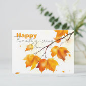 Serene Herfst Maple verlaat Happy Thanksgiving Kaart (Staand voorkant)