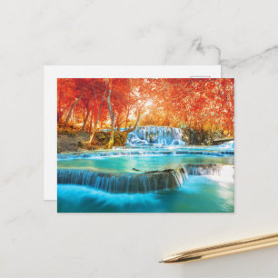 Serene Herfst Waterval Ansichtkaart Briefkaart