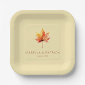Serene Herfstblad Waterverf Papieren Bordje (Voorkant)