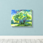 Serene Hillside Waterverf Canvas Afdruk (Insitu (Houten vloer))