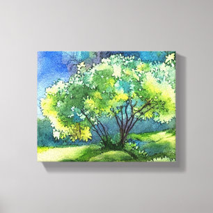 Serene Hillside Waterverf Canvas Afdruk