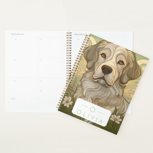 Serene hondenplanner met naam en monogram planner (Display)