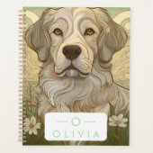 Serene hondenplanner met naam en monogram planner (Voorkant)