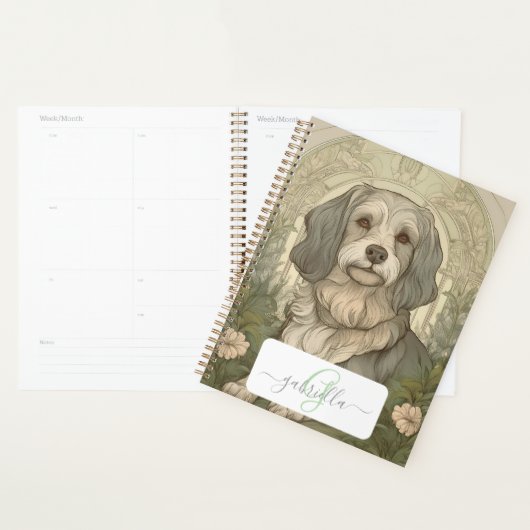 Serene hondenplanner met naam en monogram planner (Display)