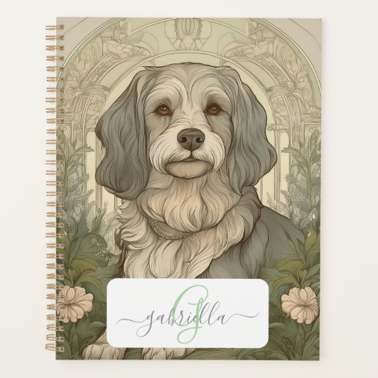 Serene hondenplanner met naam en monogram planner (Voorkant)