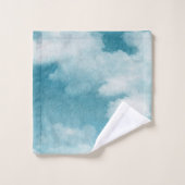 Serene Horizon Dreams Waterverf Blauw & Wit Bad Handdoek (Wasdoekje)