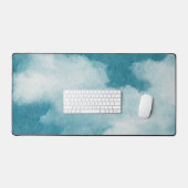 Serene Horizon Dreams Waterverf Blauw & Wit Bureaumat (Keyboard & Muis)