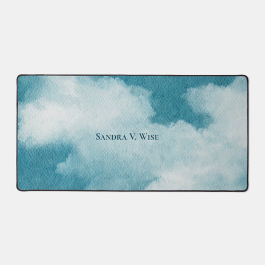 Serene Horizon Dreams Waterverf Blauw & Wit Bureaumat (Voorkant)