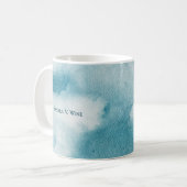 Serene Horizon Dreams Waterverf Blauw & Wit Koffiemok (Voorkant links)