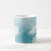 Serene Horizon Dreams Waterverf Blauw & Wit Koffiemok (Center)