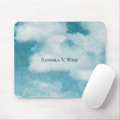 Serene Horizon Dreams Waterverf Blauw & Wit Muismat (Met muis)