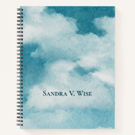 Serene Horizon Dreams Waterverf Blauw & Wit Notitieboek