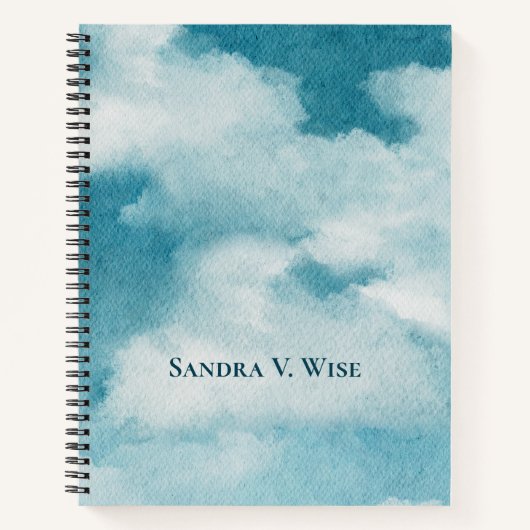 Serene Horizon Dreams Waterverf Blauw & Wit Notitieboek (Voorkant)