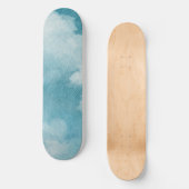 Serene Horizon Dreams Waterverf Blauw & Wit Persoonlijk Skateboard (Voorkant)