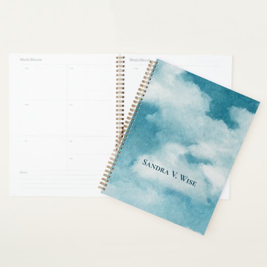 Serene Horizon Dreams Waterverf Blauw & Wit Planner (Display)