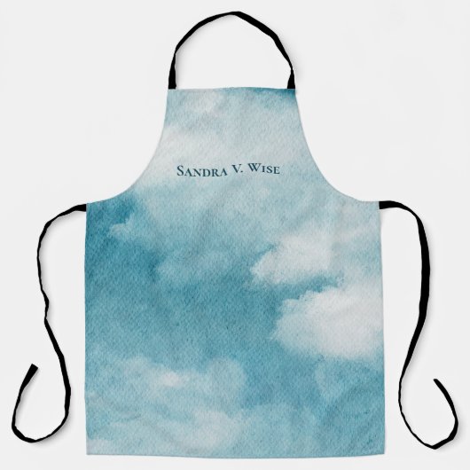 Serene Horizon Dreams Waterverf Blauw & Wit Schort (Voorkant)