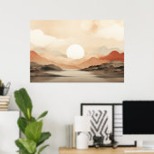 Serene Horizon Japandi Natuur Art Poster (Thuiskantoor)