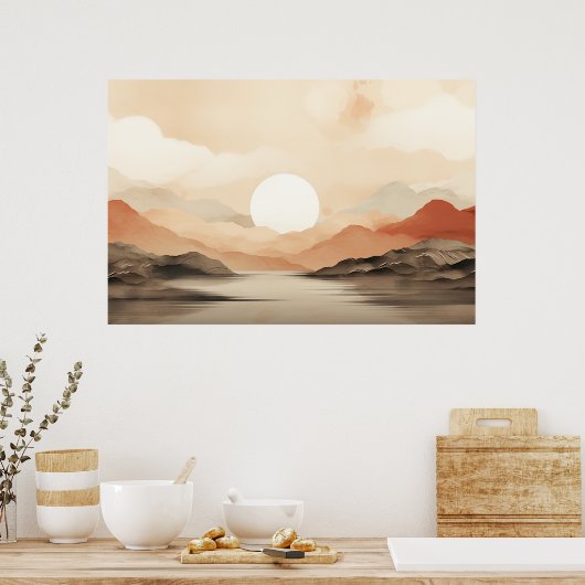 Serene Horizon Japandi Natuur Art Poster (Keuken)