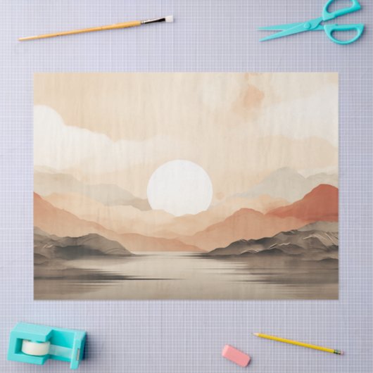 Serene Horizon Japandi Natuur Decoupage Tissuepapier (Craft)