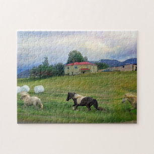 SERENE ICELAND HORSES COTTON BALES LEGPUZZEL