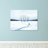 serene impressionist winter landscape canvas print (Insitu (Houten vloer))
