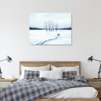 serene impressionistische winterlandschap canvaspr canvas afdruk