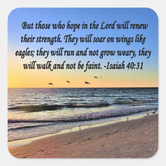 SERENE ISAIAH 40:31 SCHERPLOSSING VIERKANTE STICKER (Voorkant)