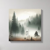 Serene Japandi Foggy Forest Wall Scene Minimal Art Canvas Afdruk (Voorkant)