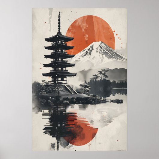 Serene Japandi-geïnspireerde collage-kunstprint me Poster (Voorkant)