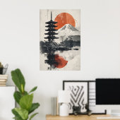 Serene Japandi-geïnspireerde collage-kunstprint me Poster (Thuiskantoor)