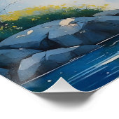 Serene Japanse brug met kersenbloesems Painti Perfect Poster (Hoek)