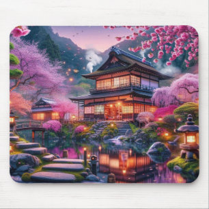 Serene Japanse Tuin bij Twilight Painting Muismat