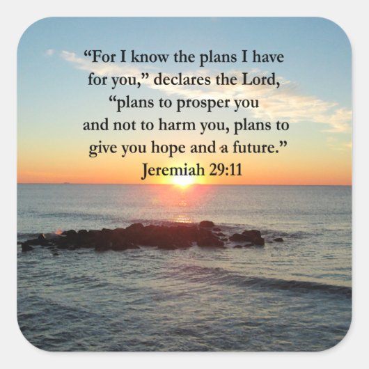 SERENE JEREMIAH 29:11 SUNRISE VIERKANTE STICKER (Voorkant)