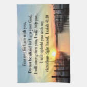 SERENE JESAJA 41:10 ZONSONDERGANG FOTOONTWERP THEEDOEK (Verticaal)