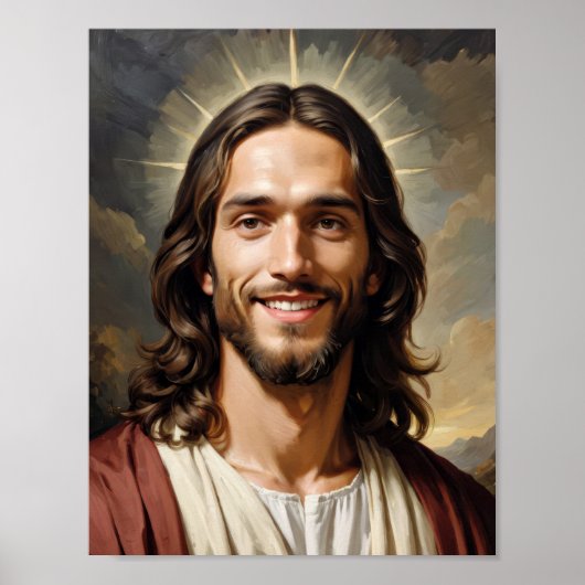 Serene Jezus Christus met aura Poster (Voorkant)