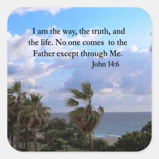 SERENE JOHN 14:6 FOTO ONTWERP VIERKANTE STICKER (Voorkant)