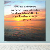 SERENE JOHN 3:16 SUNRISE FOTO CANVAS AFDRUK (Insitu (Houten vloer))