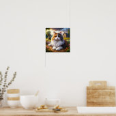 Serene kalme kat in een rustig landschap poster (Keuken)
