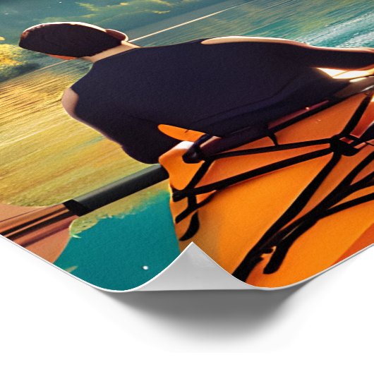 Serene Kayaking Scene | Man in Kajak in Bergen Poster (Hoek)
