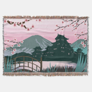 Serene Kersenbloesem Japanse Landschap Gezellige T Deken