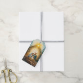 Serene kerststal, warm sterrenlicht cadeaulabel (Met Touw)